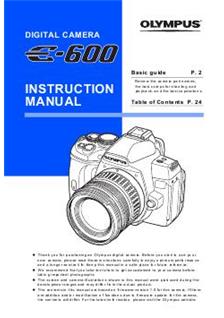 Olympus E 600 manual. Camera Instructions.